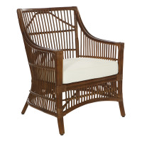 OSP Home Furnishings MAU-BRS Maui Chair with Cream Cushion and Brown Washed Rattan Frame